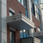 Close up of apartment building windows