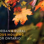 Image: autumn leaves. Text: ONPHA's Urban and Rural Indigenous Housing Plan for Ontario